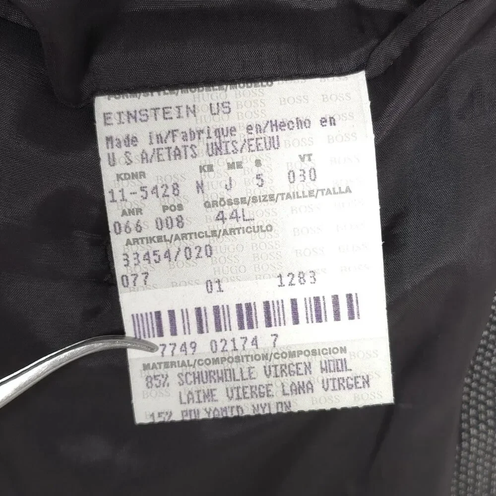 HUGO BOSS Vintage Sport Coat Blazer 44L USA MADE EINSTEIN Virgin Wool UNION MADE